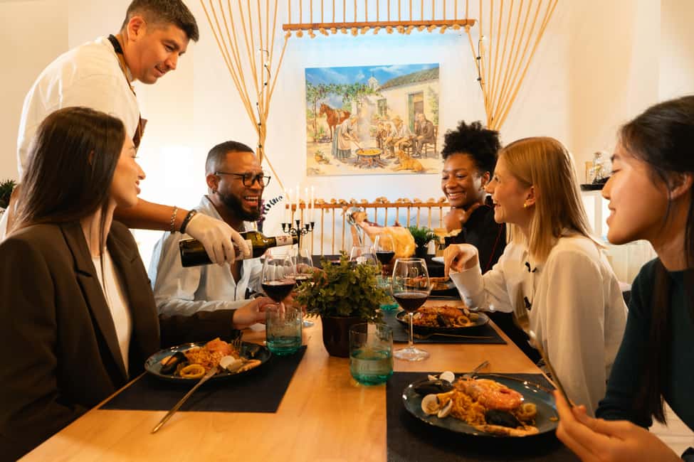 Madrid: Paella and Sangria Workshop with Tapas - The tasting moment: paella plus Spanish omelette and ham toast